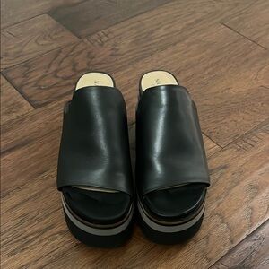 Naked Feet Black Mules with Platform Sole